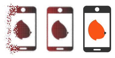 Rendelenmiş piksel yarı ton telefon erotik meme simgesi