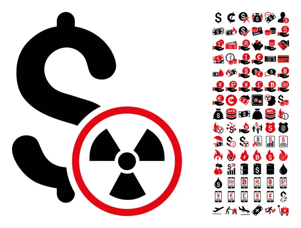 原子信用图标 矢量插图样式是黑色和红色颜色的平面标志符号 奖金包含90个图标 用于商业和商业应用 — 图库矢量图片