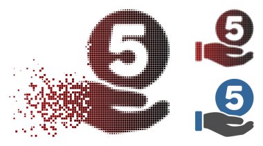 Kaybolan piksel noktalı resim beş sent ödeme el simgesi