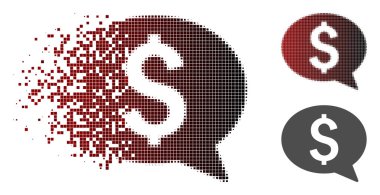 Parçalanmış piksel yarı ton para ileti simgesi