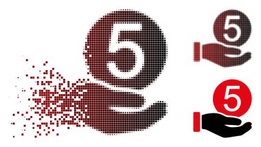Dağınık piksel noktalı resim beş sent ödeme simgesi
