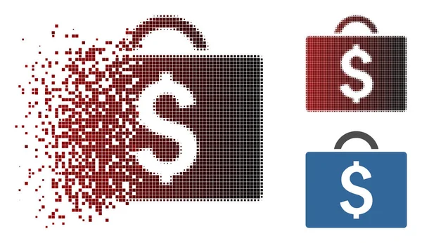Icône de mallette commerciale de demi-teinte de pixel disparaissant — Image vectorielle