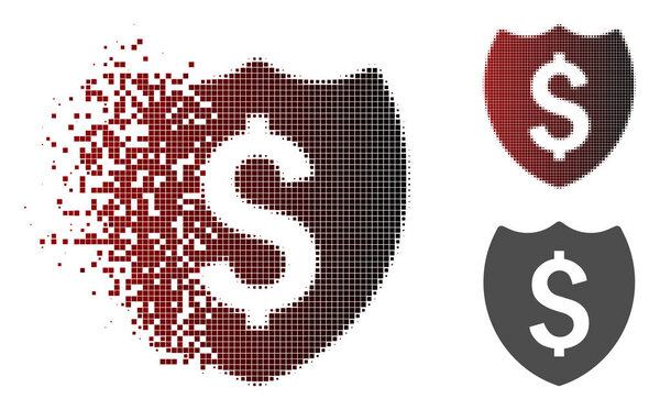 Decomposed Pixel Halftone Financial Shield Icon
