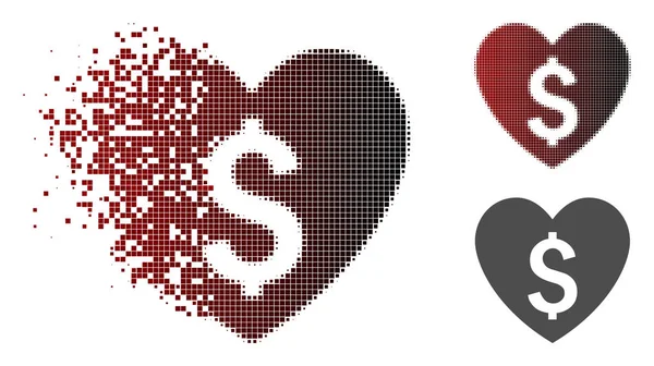 Pixel triturado Halftone pagado icono de amor — Archivo Imágenes Vectoriales