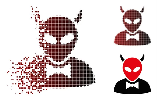 Pó Pixel Halftone Diabo Ícone —  Vetores de Stock