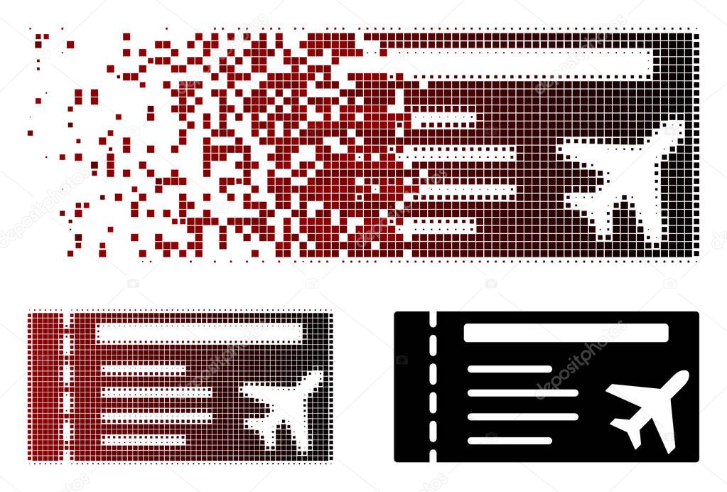 Broken Pixel Halftone Airticket Icon