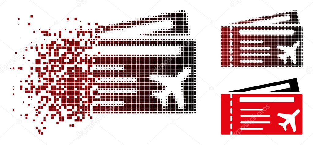 Shredded Pixel Halftone Airtickets Icon