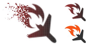 Tahribe piksel yarı ton uçak yangın olağanüstü durum simgesi