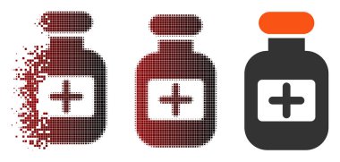 Çözünmüş piksel yarı ton uyuşturucu şişe simgesi