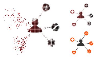 Piksel yarı ton tıbbi hasta ilişkileri simgesi dağılmakta