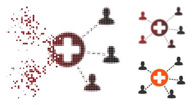 Kırık piksel yarı ton tıbbi hasta ağ simgesini