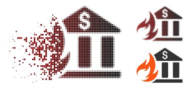 Piksel yarı ton banka yangın felaket simgesi çözünmüş