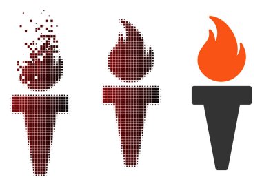 Tahribe piksel yarı ton meşale Yangın simgesi