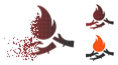 Toz piksel yarı ton piç kamp ateşi simgesi