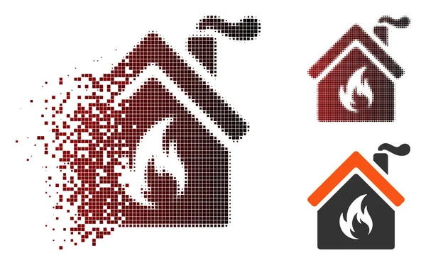 Przesuwanie pikseli rastra kuchnia ogień ikona — Wektor stockowy