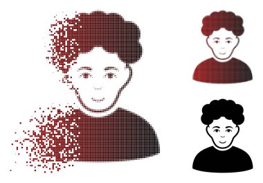 Işıltı piksel yarı ton Brunet adam simgesi