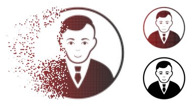 Işıltı piksel noktalı resim yuvarlatılmış beyefendi simgesi