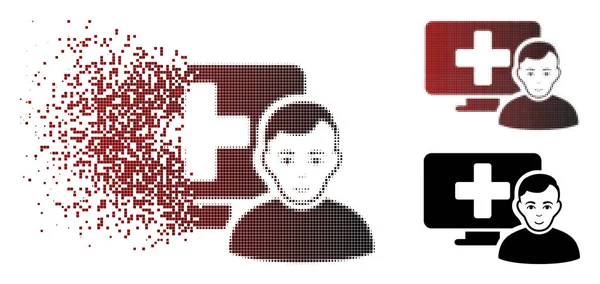 Ikona Online lékařství rozpuštěného Pixelated polotónů — Stockový vektor