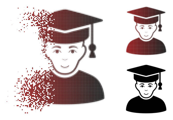 Фрагментированный пиксель икона профессора полутона
