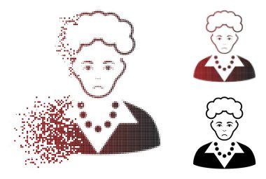 Üzgün rendelenmiş piksel yarı ton sarışın Bayan simgesi