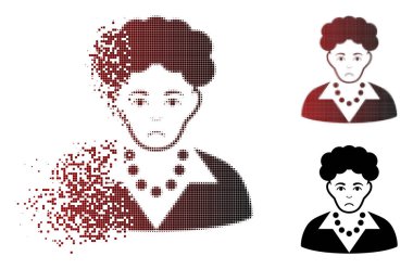 Mutsuz eriterek piksel yarı ton esmer kadın simgesi