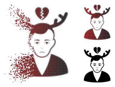 Boynuzlu koca simgesi acınacak rendelenmiş Pixelated yarı ton aldattı