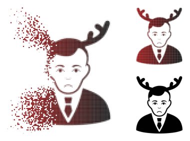 Üzgün parçalanmış piksel yarı ton boynuzlu koca simgesi