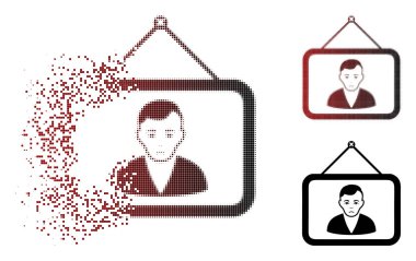 Acınacak rendelenmiş Pixelated yarı ton adam dikey simgesi