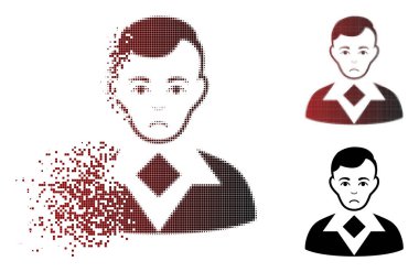 Pixelated yarı ton adam simgesi dağılmakta dolor