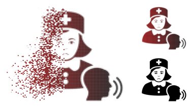 Üzgün kırık piksel yarı ton psikoterapist simge konuşmak hemşire