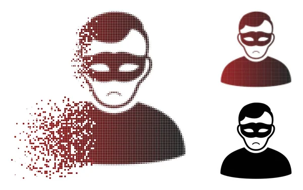 Jämmerlich auflösende Pixelhalbstone anonyme Person-Ikone — Stockvektor