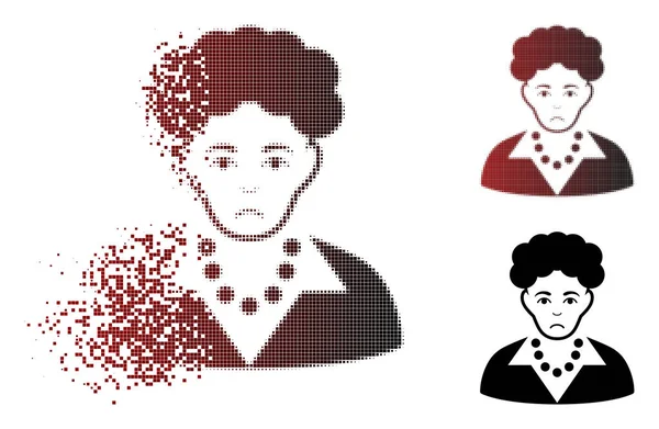 Mutsuz eriterek piksel yarı ton esmer kadın simgesi