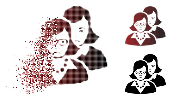 Mutsuz tahribe Pixelated noktalı resim akıllı kadınlar simgesi — Stok Vektör