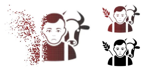 Δυστυχώς σκόνη Pixel ράστερ αγρότης εικονίδιο — Διανυσματικό Αρχείο