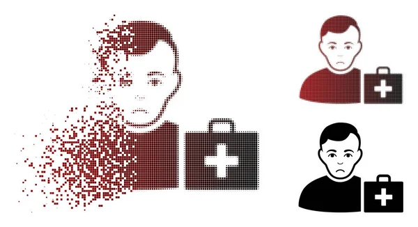 Sad Moving Pixel Halftone First-Aid Man — стоковый вектор