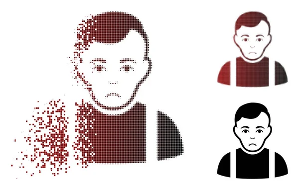 Печально растворенная икона Pixel Halftone Guy — стоковый вектор