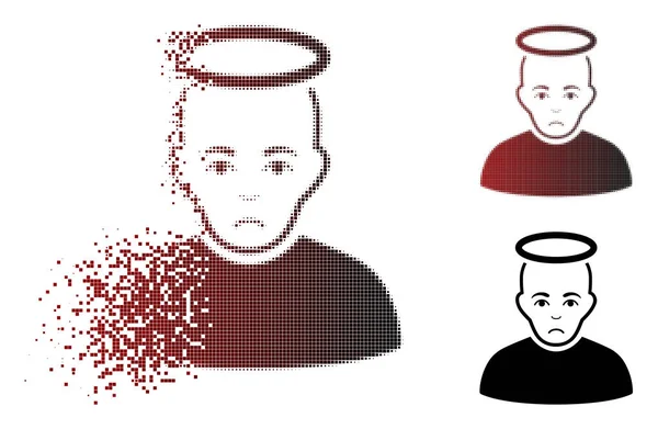 Icono infeliz dispersa Pixelated Halftone Holy Man — Vector de stock