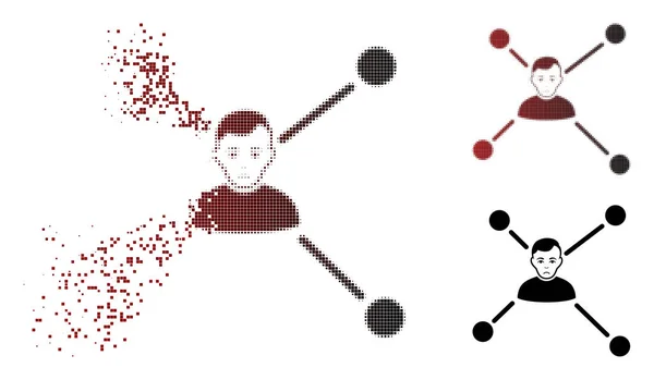 Smutny rozłożona piksela rastra człowiek linki ikona — Wektor stockowy