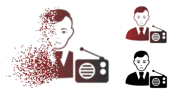 Malheureusement dissimulé Pixel demi-ton Radio Dictor Icône — Image vectorielle