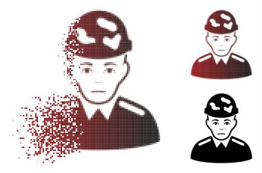 Dolor pixelated yarı ton asker simgesi eriterek