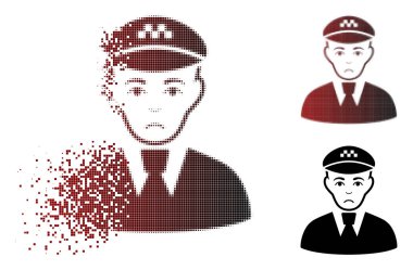 Zavallı parçalanmış Pixelated yarı ton taksi sürücüsü simgesini