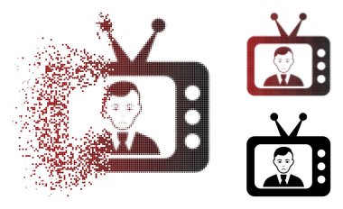 Üzgün tahribe piksel yarı ton Tv Dictor simgesi