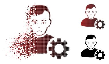 Mutsuz kaybolan Pixelated yarı ton Kullanıcı seçenekleri simgesini dişli