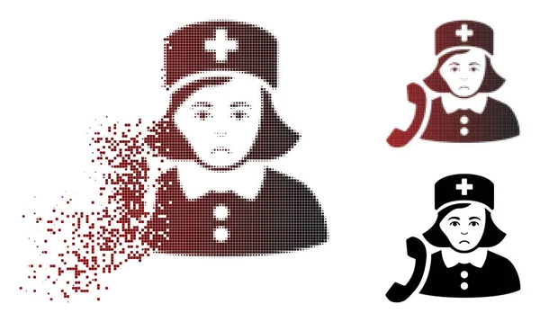 Poussière malheureuse Pixelated demi-ton réceptionniste infirmière icône — Image vectorielle