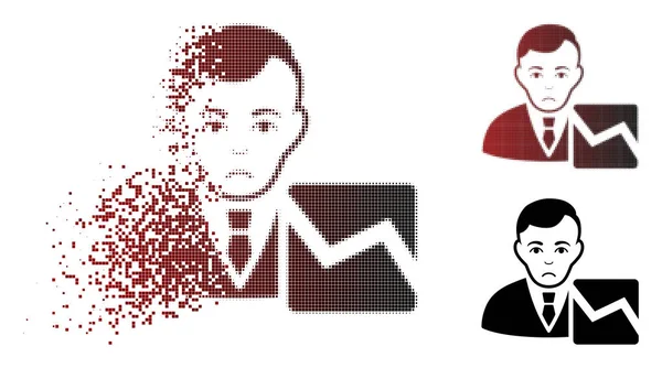 Descontento desintegración Pixelated Halftone Stock Trader Icono — Vector de stock