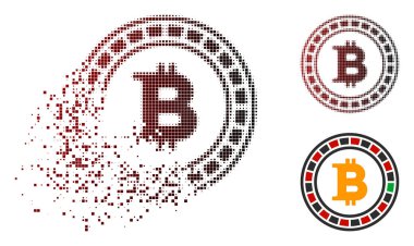 Dağınık pixelated noktalı resim Bitcoin Casino Rulet simgesi