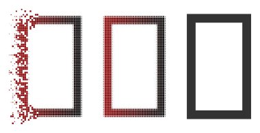 Kırık piksel yarı ton kontur dikdörtgen simgesini