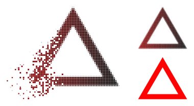 Kırık Pixelated yarı ton kontur üçgen simgesini