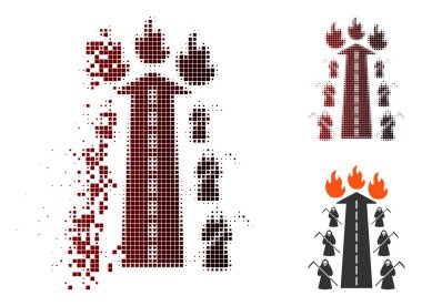 Kaybolan nokta yarı ton yol cehennem ateşi simgesine