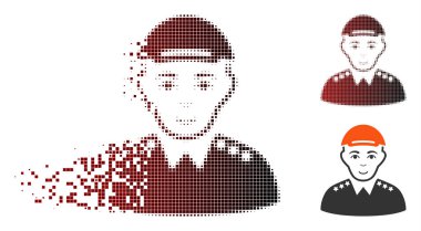 Piksel yarı ton Ordusu subayı simgesi dağılmakta